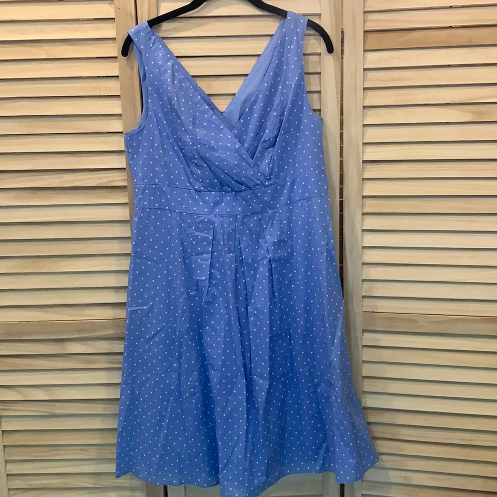 Lands End Blue Polkadot Dress